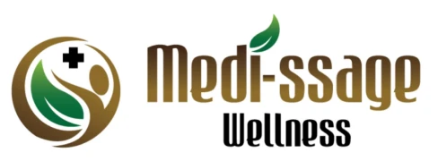 Medi-ssage logo featuring health symbols