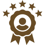 Achievement medal featuring stars and ribbon