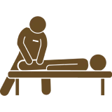 Stick figures demonstrating a massage